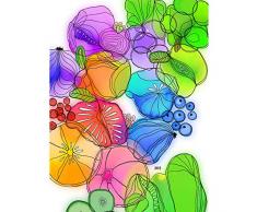Fruits Vegetables Colourful Watercolour Painting Art Print Canvas Premium Wall Decor Poster Mural Fruta Vistoso Acuarela Pintura pared PÃ³ster