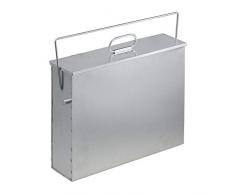 Relaxdays Caja Rectangular, Contenedor Cenizas con Tapa, 15 L, Acero Galvanizado, Recipiente Chimeneas, Plateado, 100%, Plata, 1 Unidad