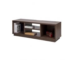 Iris Ohyama, Soporte de TV / Mueble de TV / Soporte de TV con estantes abiertos / Soporte de TV para TV de 55 pulgadas, Madera maciza, Oficina, Casa - TV Cabinet Standard - OTS-125S - Marrón