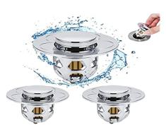Tapones de DesagÃ¼e Lavabo VÃ¡lvula Pop-up, Xiuyer Tapones de DesagÃ¼e Lavabo Universal VÃ¡lvula Pop-Up Fregaderos de baÃ±o ây Cocina Tapones de DesagÃ¼e Tipo Push (Plata) (1)