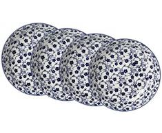 Ritzenhoff & Breker Suppenteller-Set Royal Sakura, 4-Teilig, 20,5 cm Durchmesser Vajilla, Porcelana, Azul/Blanco, 20.50 x 20.50 x 4.50 cm, 4 Unidades