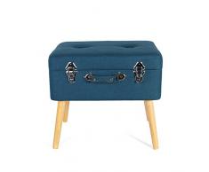 THE HOME DECO FACTORY BAÚL Maleta Gris, Madera/poliéster, Azul, 50,50 x 36 x 45 cm
