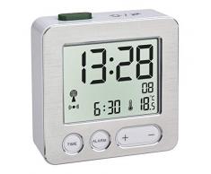 TFA Dostmann 60.2545.54 - Radiodespertador Digital, de plÃ¡stico, Color Blanco y Plateado, 66 x 22 x 68 mm