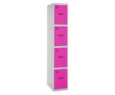 SimonRack SIMONLOCKER Prof. Mon. 4 Doors 1/4 300 GR/RS Taquilla Metalica, Gris/Rosa, Grande