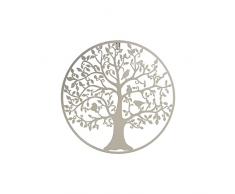 DRW Set de 4 Apliques de Pared Redondos con árbol de Metal en Blanco 39x1,3cm