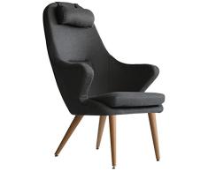 Tuoni Trends - Butaca de Madera Multicapa y Tela, Color Gris y Roble, 70Â x 83Â x 102Â cm