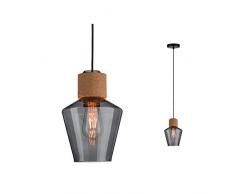 Paulmann Leuchten 79740 Neordic Edla - Lámpara de techo colgante, máx. Lámpara de techo para bombillas E27, 20 W, cristal ahumado, corcho, color negro, 230 V, sin bombilla