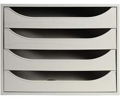 Exacompta 228606D Ecobox Open Eco - Caja de almacenaje (4 cajones abiertos, DIN A4+), color gris