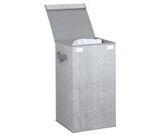 InterDesign Aldo Cesta de lavandería con tapa, bolsa de ropa sucia de polipropileno con asas y con aspecto de fibra natural, gris
