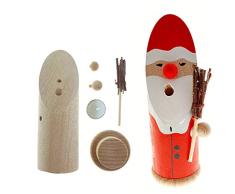Hess-Spielzeug Juego de 6 Piezas de Madera con diseño de Papá Noel con Escoba, Aprox Decoración para Adviento y Navidad de los Montes Metálicos, Naturaleza, ca. 13 cm
