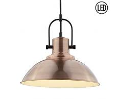 Britalia VEC1001LED Vecchio - Lámpara de techo colgante (cobre envejecido, 325 mm, incluye 1 bombilla LED E27 ES, 4,3 W)
