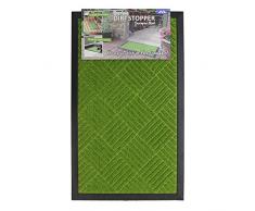 Felpudo de entrada, de la marca JVL, grueso, para evitar la entrada del polvo, con base de goma, verde, negro, 45_x_75_cm