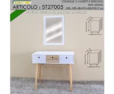 Siro Time Consola, Espejo, Color Blanco y Madera, única