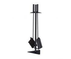 Relaxdays Kit de Chimenea, Acero, plástico, Madera, Negro, 60 x 18,5 x 16,5 cm