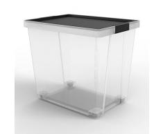 Tatay Caja Almacenaje Multiusos con Tapa, 60L de Capacidad, con Asas y Ruedas, Tapa 100% materiales reciclados, Libre de BPA, Negro. Medidas 37 x 51 x 45 cm