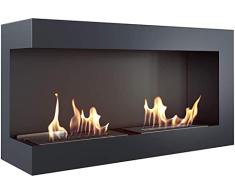 KRATKI Bio Chimenea 900x280mm Chimenea de Pared Chimenea de etanol Chimenea Deco Chimenea de Esquina Negra