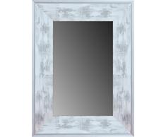 Lienzos Levante Espejo Decorativo baño/recibidor, Madera, Blanco y Plata, 95 x 74 cm
