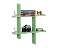 Relaxdays Estantería de Pared con 6 Compartimentos, Madera, Verde, 10x58.5x58.5 cm