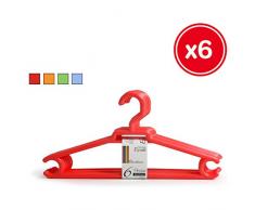 Inde - Set 6 Perchas plÃ¡stico 42x21cm Rainbow - Colores Surtidos