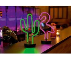 Hellum Cactus, Neon – Lámpara de mesa, Luz Nocturna, chica Regalo, niños, decoración de fiesta, boda, Festival, Events Vivienda, Dormitorio, Salón, funciona con pilas lámpara, metal, plástico, verde, 18 x 29,5 cm