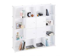 Relaxdays Estantería Modular XXL con 16 Compartimentos, Blanco, 31.5x127x127 cm