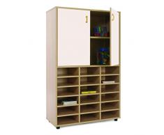 Mobeduc Armario y estantería de Almacenamiento con 18 Compartimentos, Madera, Blanco, 90 x 147 x 40 cm
