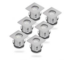 Ranex OOL-50008 Set de 6 focos para Suelo Exterior, Incluye 12 m de Cable y Enchufe, Plateado