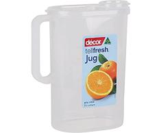 DÃ©cor Tellfresh - Jarra de agua de 2 litros con tapa abierta | Contenedor hermÃ©tico | Marcas de mediciÃ³n graduadas