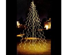 Cadena de luz 360 LED para asta de Bandera 10 Cuerdas a 8m, luz Blanca cálida para Exterior