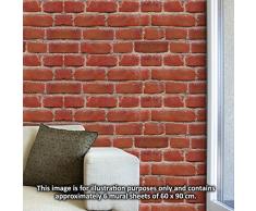 WALPLUS Pared Pegatinas FlexiPlus Vintage Pared de ladrillo extraíble Adhesivo Decorativo para murales Nursery Restaurante Cafe Hotel Edificio Oficina decoración del hogar, Pack de 4