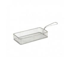 Supreminox Rectangular Chip Cesta, Acero Inoxidable, Plata, 25Â x 10Â x 30Â cm