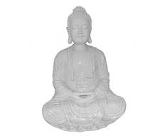 HOMEA 5dej1241bc Estatua Dibujo Buda poliresina Blanco 24,5Â x 23,5Â x 35,5Â cm