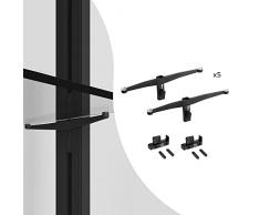 EMUCA - Juego de Soportes para estantes de Cristal, tableros no incluidos, Zamak, Negro Texturizado, 5 Juegos