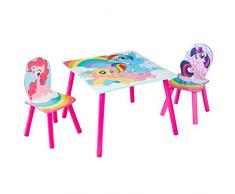 Hello Home Conjunto Infantil de Mesa y Dos Sillas, Madera, Rosa, 63.0x63.0x52.5 cm
