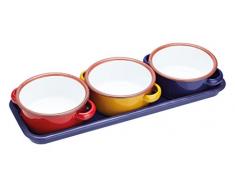 Kitchencraft World of Flavours esmalte de platos para aperitivos/tapas cuencos con bandeja, multicolor, 11Â cm, juego de 3