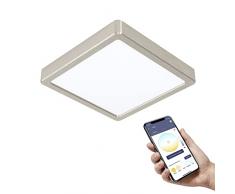 EGLO connect.z Smart Home lámpara de techo LED para el baño Fueva-Z, L x A 21 cm, ZigBee, control de voz y de la aplicación, color de la luz, regulable, metal nÃquel mate, IP44