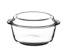 Dajar Ambition-Fuente ignÃfuga con Tapa Excellent de 24 cm, Olla, Resistente al Fuego, Recipiente de Cristal para cocinar, Molde para Horno â Breater Redondo Transparente, 27x24x13,5