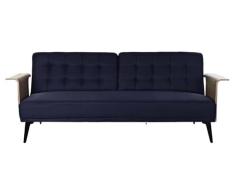 DRW Sofa Cama 2 plazas abatible Azul Oscuro Madera eucalipto 203x87x81 cm