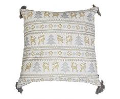 Ragged Rose - Funda de cojín, diseño navideño, algodón, Plata y Oro, 50 x50 cms