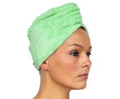 cosey - 2X Toalla de Microfibra para Turbante - Toalla de Felpa para la Cabeza de 400 g/mÂ², en Verde