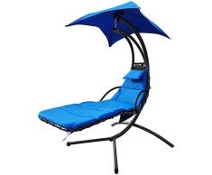 BalanceFrom Silla de salÃ³n Curvada Colgante con cojÃ­n, Almohada, Dosel, Soporte y Bolsa de Almacenamiento, Capacidad de 350 Libras, Color Azul