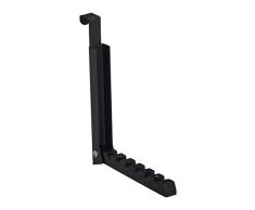 Relaxdays Colgador Plegable Puerta de 2 cm de Espesor, Gancho con 6 Ranuras Perchas Ropa, Perchero Metal y Madera, Negro, 21 x 2,5 x 18 cm