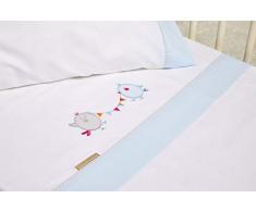 Burrito Blanco | SÃ¡banas Franela Cuna Bordadas 511 Azul | para Maxicuna de 70 cm (+ Medidas Disponibles) | SÃ¡banas bebÃ©