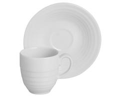 Excelsa Ring - Taza de cafÃ© con Plato, de Porcelana, Color Blanco