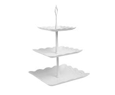 Soporte para Tartas de 3 Niveles, Soporte de té Blanco de la Tarde, Soporte de plástico Cuadrado para Tartas, Frutas, postres, Soporte Reutilizable para Servir Alimentos para cumpleaños, Bodas