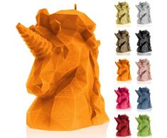 Candellana Hecho a Mano Unicorn Low-Poly Vela de Regalo - Divertida - Vela Decorativa - Decoración del Hogar - Regalos para Amigos - Mecha de Algodón - Tiempo de Quemado 74h - Vela Orange