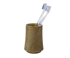 Wenko Jute Vaso para Cepillos de Dientes, Poliresina, MarrÃ³n, 6x6x10 cm
