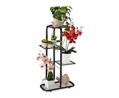 Relaxdays Escalera para Flores (Metal, 4 Niveles, para Interior y Exterior, 81 x 44 x 24,5 cm, estanterÃa para Plantas), Color Negro