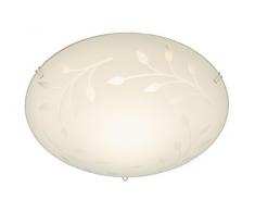 Briloner Leuchten 3285 - 016 A +, - Lámpara de techo LED, 1 x LED Módulo, 12 W, 1,200 lúmenes, metal, cristal blanco con decoración de hojas