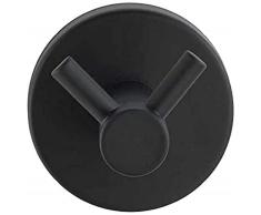 WENKO Percha mural Duo Bosio Black mate acero inoxidable - Gancho para toallas, gancho perchero, Acero inoxidable, 5.5 x 5.5 x 5.5 cm